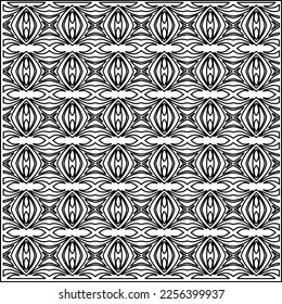 Stylish texture with figures from lines.
Abstract geometric black and white pattern for web page, textures, card, poster, fabric, textile. Monochrome graphic repeating design.