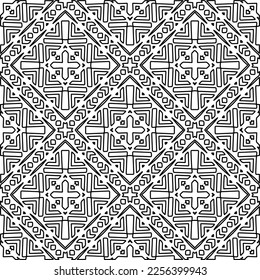 Stylish texture with figures from lines.
Abstract geometric black and white pattern for web page, textures, card, poster, fabric, textile. Monochrome graphic repeating design. 
