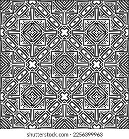 Stylish texture with figures from lines.
Abstract geometric black and white pattern for web page, textures, card, poster, fabric, textile. Monochrome graphic repeating design. 