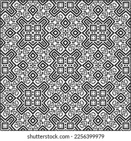 Stylish texture with figures from lines.
Abstract geometric black and white pattern for web page, textures, card, poster, fabric, textile. Monochrome graphic repeating design. 