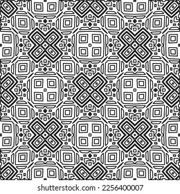 Stylish texture with figures from lines.
Abstract geometric black and white pattern for web page, textures, card, poster, fabric, textile. Monochrome graphic repeating design. 