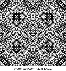 Stylish texture with figures from lines.
Abstract geometric black and white pattern for web page, textures, card, poster, fabric, textile. Monochrome graphic repeating design. 