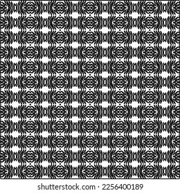 Stylish texture with figures from lines.
Abstract geometric black and white pattern for web page, textures, card, poster, fabric, textile. Monochrome graphic repeating design. 