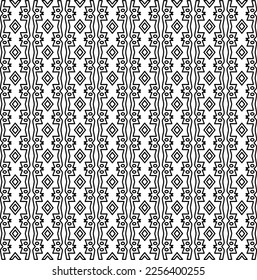 Stylish texture with figures from lines.
Abstract geometric black and white pattern for web page, textures, card, poster, fabric, textile. Monochrome graphic repeating design. 