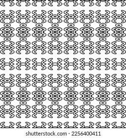 Stylish texture with figures from lines.
Abstract geometric black and white pattern for web page, textures, card, poster, fabric, textile. Monochrome graphic repeating design. 