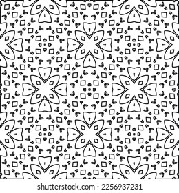 Stilvolle Textur mit Figuren aus Linien.
Abstraktes geometrisches Schwarz-Weiß-Muster für Webseiten, Texturen, Karten, Plakate, Gewebe, Textilien. Monochrome grafische Wiederholungsdesign. 