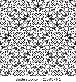 Stylish texture with figures from lines.
Abstract geometric black and white pattern for web page, textures, card, poster, fabric, textile. Monochrome graphic repeating design. 