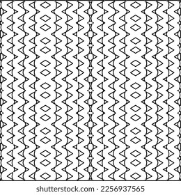 Stylish texture with figures from lines.
Abstract geometric black and white pattern for web page, textures, card, poster, fabric, textile. Monochrome graphic repeating design. 