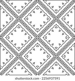 Stylish texture with figures from lines.
Abstract geometric black and white pattern for web page, textures, card, poster, fabric, textile. Monochrome graphic repeating design. 
