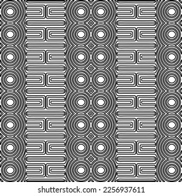 Textura elegante con figuras de líneas.
Resumen de patrones geométricos en blanco y negro para página web, texturas, tarjeta, afiche, tela, textil. Diseño repetitivo gráfico monocromo. 