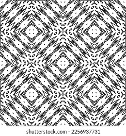 Stilvolle Textur mit Figuren aus Linien.
Abstraktes geometrisches Schwarz-Weiß-Muster für Webseiten, Texturen, Karten, Plakate, Gewebe, Textilien. Monochrome grafische Wiederholungsdesign. 