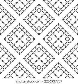 Stylish texture with figures from lines.
Abstract geometric black and white pattern for web page, textures, card, poster, fabric, textile. Monochrome graphic repeating design. 