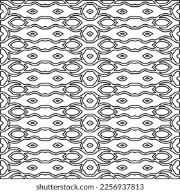 Stylish texture with figures from lines.
Abstract geometric black and white pattern for web page, textures, card, poster, fabric, textile. Monochrome graphic repeating design. 