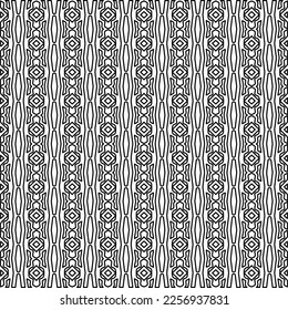 Stylish texture with figures from lines.
Abstract geometric black and white pattern for web page, textures, card, poster, fabric, textile. Monochrome graphic repeating design. 