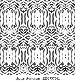 Stylish texture with figures from lines.
Abstract geometric black and white pattern for web page, textures, card, poster, fabric, textile. Monochrome graphic repeating design. 