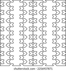 Stilvolle Textur mit Figuren aus Linien.
Abstraktes geometrisches Schwarz-Weiß-Muster für Webseiten, Texturen, Karten, Plakate, Gewebe, Textilien. Monochrome grafische Wiederholungsdesign. 
