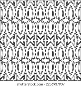 Stilvolle Textur mit Figuren aus Linien.
Abstraktes geometrisches Schwarz-Weiß-Muster für Webseiten, Texturen, Karten, Plakate, Gewebe, Textilien. Monochrome grafische Wiederholungsdesign. 