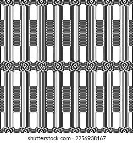 Stylish texture with figures from lines.
Abstract geometric black and white pattern for web page, textures, card, poster, fabric, textile. Monochrome graphic repeating design. 