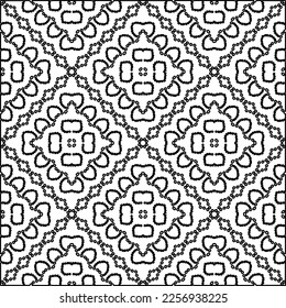 Stylish texture with figures from lines.
Abstract geometric black and white pattern for web page, textures, card, poster, fabric, textile. Monochrome graphic repeating design. 