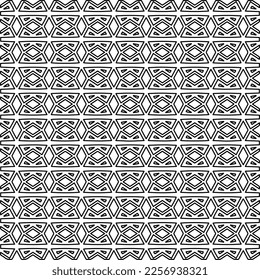 Stylish texture with figures from lines.
Abstract geometric black and white pattern for web page, textures, card, poster, fabric, textile. Monochrome graphic repeating design. 