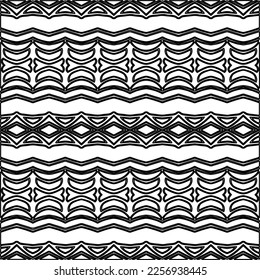 Stylish texture with figures from lines.
Abstract geometric black and white pattern for web page, textures, card, poster, fabric, textile. Monochrome graphic repeating design. 