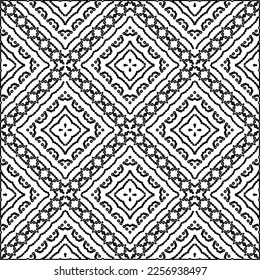 Stylish texture with figures from lines.
Abstract geometric black and white pattern for web page, textures, card, poster, fabric, textile. Monochrome graphic repeating design. 