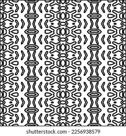 Stylish texture with figures from lines.
Abstract geometric black and white pattern for web page, textures, card, poster, fabric, textile. Monochrome graphic repeating design. 