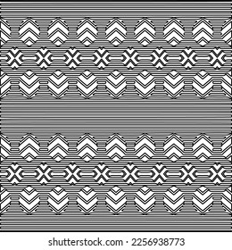 Stylish texture with figures from lines.
Abstract geometric black and white pattern for web page, textures, card, poster, fabric, textile. Monochrome graphic repeating design. 
