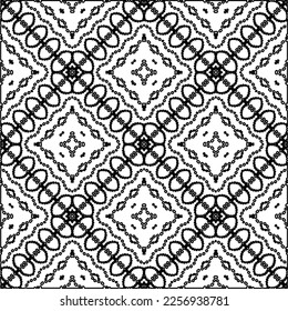 Stylish texture with figures from lines.
Abstract geometric black and white pattern for web page, textures, card, poster, fabric, textile. Monochrome graphic repeating design. 