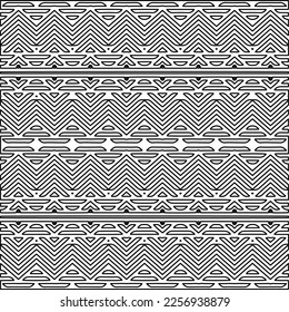 Stylish texture with figures from lines.
Abstract geometric black and white pattern for web page, textures, card, poster, fabric, textile. Monochrome graphic repeating design. 