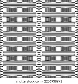 Stylish texture with figures from lines.
Abstract geometric black and white pattern for web page, textures, card, poster, fabric, textile. Monochrome graphic repeating design. 