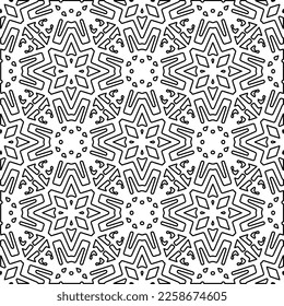 
Stylish texture with figures from lines.
Abstract geometric black and white pattern for web page, textures, card, poster, fabric, textile. Monochrome graphic repeating design. 
