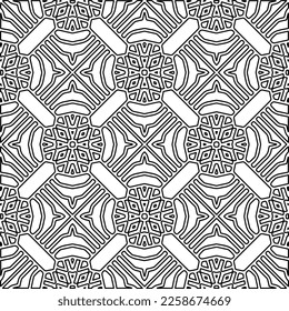 Stylish texture with figures from lines.
Abstract geometric black and white pattern for web page, textures, card, poster, fabric, textile. Monochrome graphic repeating design. 