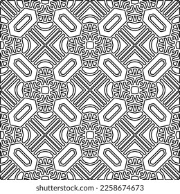Stylish texture with figures from lines.
Abstract geometric black and white pattern for web page, textures, card, poster, fabric, textile. Monochrome graphic repeating design. 