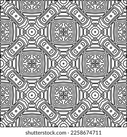 Stylish texture with figures from lines.
Abstract geometric black and white pattern for web page, textures, card, poster, fabric, textile. Monochrome graphic repeating design. 