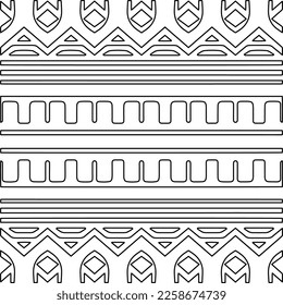 Stylish texture with figures from lines.
Abstract geometric black and white pattern for web page, textures, card, poster, fabric, textile. Monochrome graphic repeating design. 