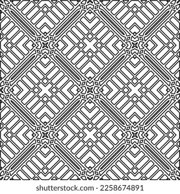 Stylish texture with figures from lines.
Abstract geometric black and white pattern for web page, textures, card, poster, fabric, textile. Monochrome graphic repeating design. 