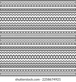 Stylish texture with figures from lines.
Abstract geometric black and white pattern for web page, textures, card, poster, fabric, textile. Monochrome graphic repeating design. 