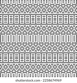 Stylish texture with figures from lines.
Abstract geometric black and white pattern for web page, textures, card, poster, fabric, textile. Monochrome graphic repeating design. 