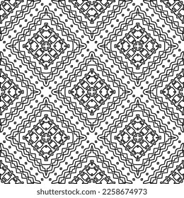 
Stylish texture with figures from lines.
Abstract geometric black and white pattern for web page, textures, card, poster, fabric, textile. Monochrome graphic repeating design. 