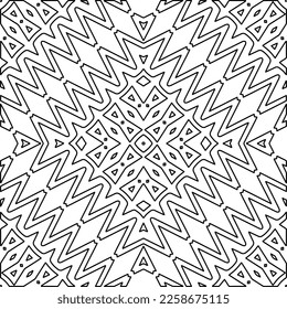 
Stylish texture with figures from lines.
Abstract geometric black and white pattern for web page, textures, card, poster, fabric, textile. Monochrome graphic repeating design. 