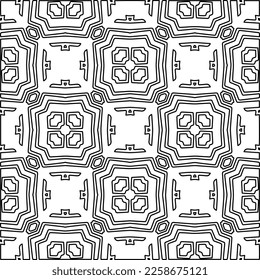 Stylish texture with figures from lines.
Abstract geometric black and white pattern for web page, textures, card, poster, fabric, textile. Monochrome graphic repeating design. 