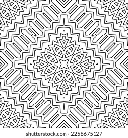 
Stylish texture with figures from lines.
Abstract geometric black and white pattern for web page, textures, card, poster, fabric, textile. Monochrome graphic repeating design. 