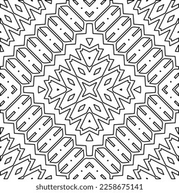 
Stylish texture with figures from lines.
Abstract geometric black and white pattern for web page, textures, card, poster, fabric, textile. Monochrome graphic repeating design. 