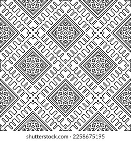 Stylish texture with figures from lines.
Abstract geometric black and white pattern for web page, textures, card, poster, fabric, textile. Monochrome graphic repeating design. 