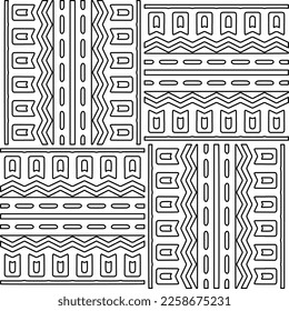 
Stylish texture with figures from lines.
Abstract geometric black and white pattern for web page, textures, card, poster, fabric, textile. Monochrome graphic repeating design. 