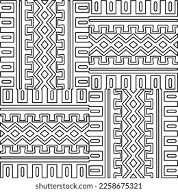 
Stylish texture with figures from lines.
Abstract geometric black and white pattern for web page, textures, card, poster, fabric, textile. Monochrome graphic repeating design. 