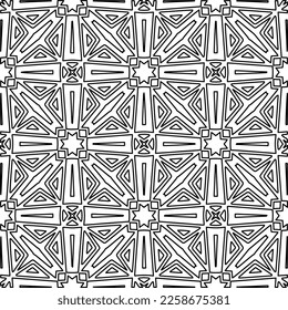 Stylish texture with figures from lines.
Abstract geometric black and white pattern for web page, textures, card, poster, fabric, textile. Monochrome graphic repeating design. 