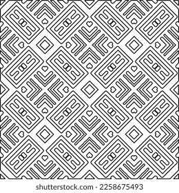 
Stylish texture with figures from lines.
Abstract geometric black and white pattern for web page, textures, card, poster, fabric, textile. Monochrome graphic repeating design. 