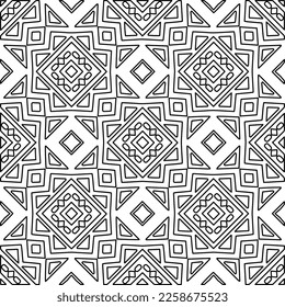 Stylish texture with figures from lines.
Abstract geometric black and white pattern for web page, textures, card, poster, fabric, textile. Monochrome graphic repeating design. 